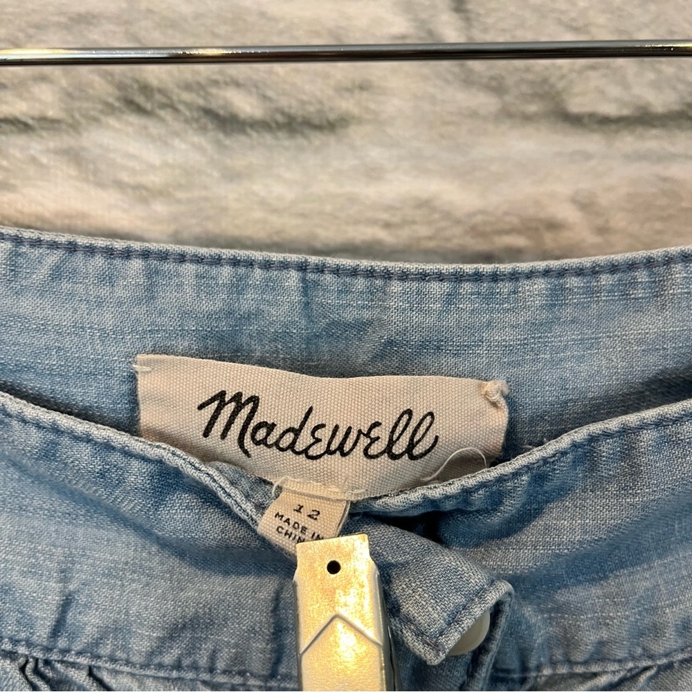 Madewell Size 12 Palisade Button-Front Midi Skirt in Indigo - Picture 13 of 13